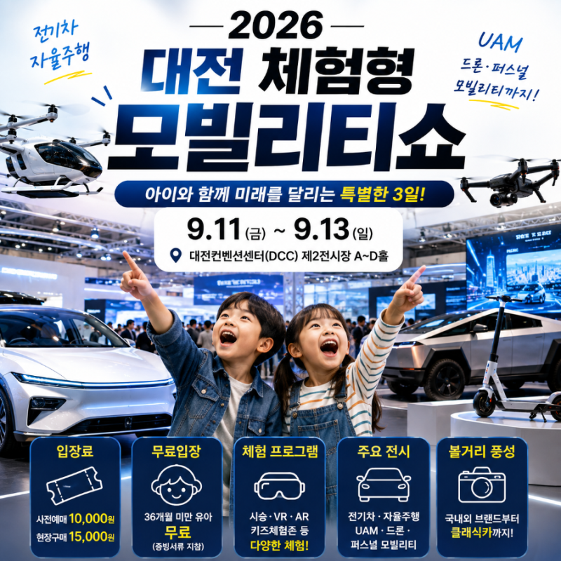 2026 대전 체험형 모빌리티쇼, 아이와 가기 전 입장료·체험 먼저 보세요