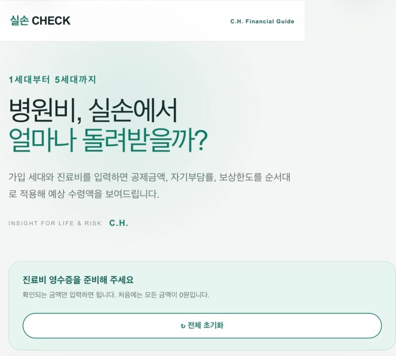 병원비 10만원 냈는데, 실손보험은 얼마 받을까?“실손보험 계산기”