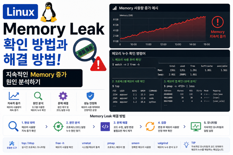 Linux Memory Leak 원인과 해결 방법! 메모리 누수 확인 및 OOM 장애 예방 방법
