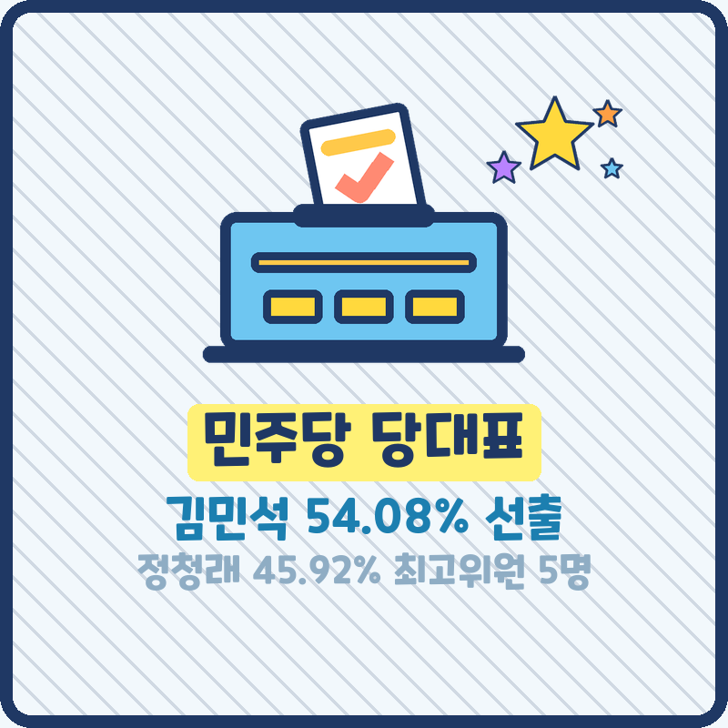 민주당 당대표 김민석 프로필 전당대회 결과 정청래 득표율 최고위원 (기본정보)