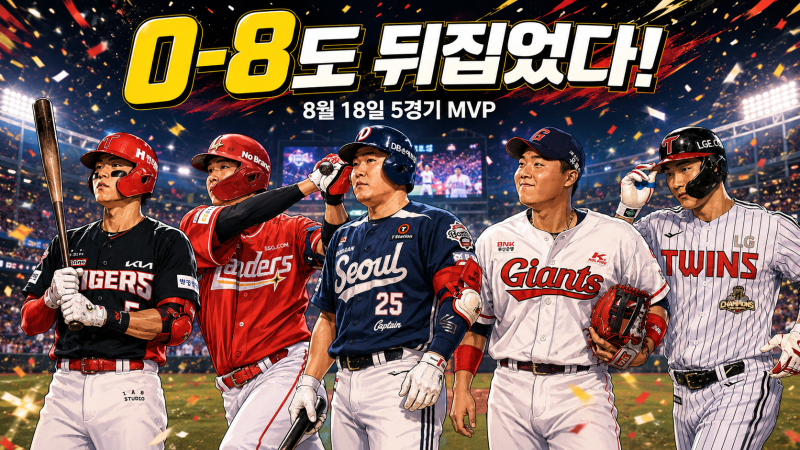 [KBO] 0-8도 뒤집었다! 역전극 쏟아진 8월 18일 프로야구…5경기 MVP는?