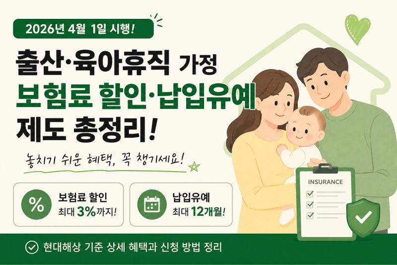 [전 보험사 시행! 보험료 할인·납입유예 제도] 출산·육아휴직 가정이라면 꼭 확인하세요! (....