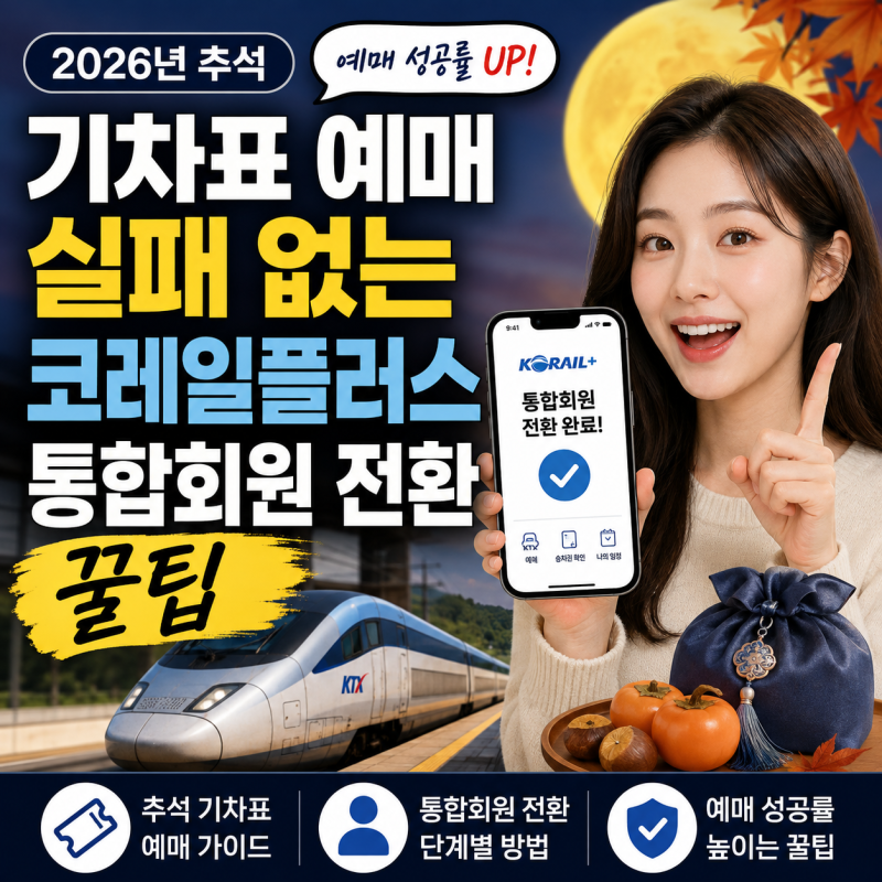 2026년 추석 기차표 예매 실패 없는 코레일플러스 통합회원 전환 꿀팁