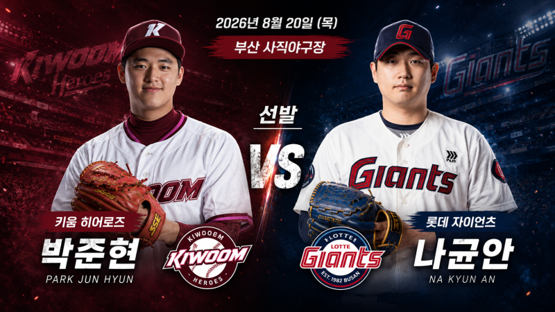 2026년 8월 20일 롯데 자이언츠 VS 키움 히어로즈 프리뷰 / 나균안 VS 박준현, 누가 웃을까?