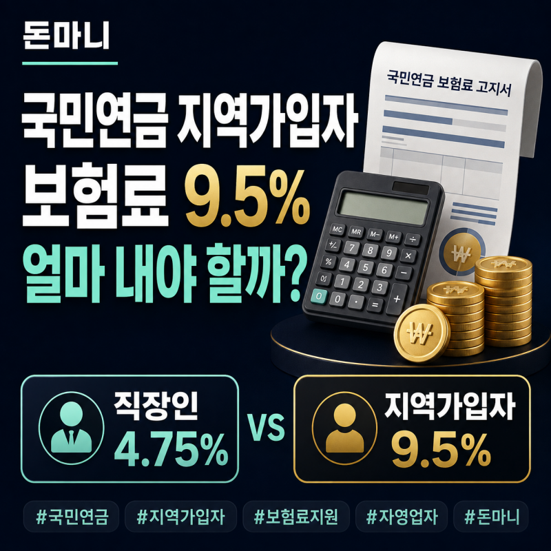 국민연금 지역가입자 보험료 9.5%, 얼마 내나? 2026 지원대상·계산방법 총정리