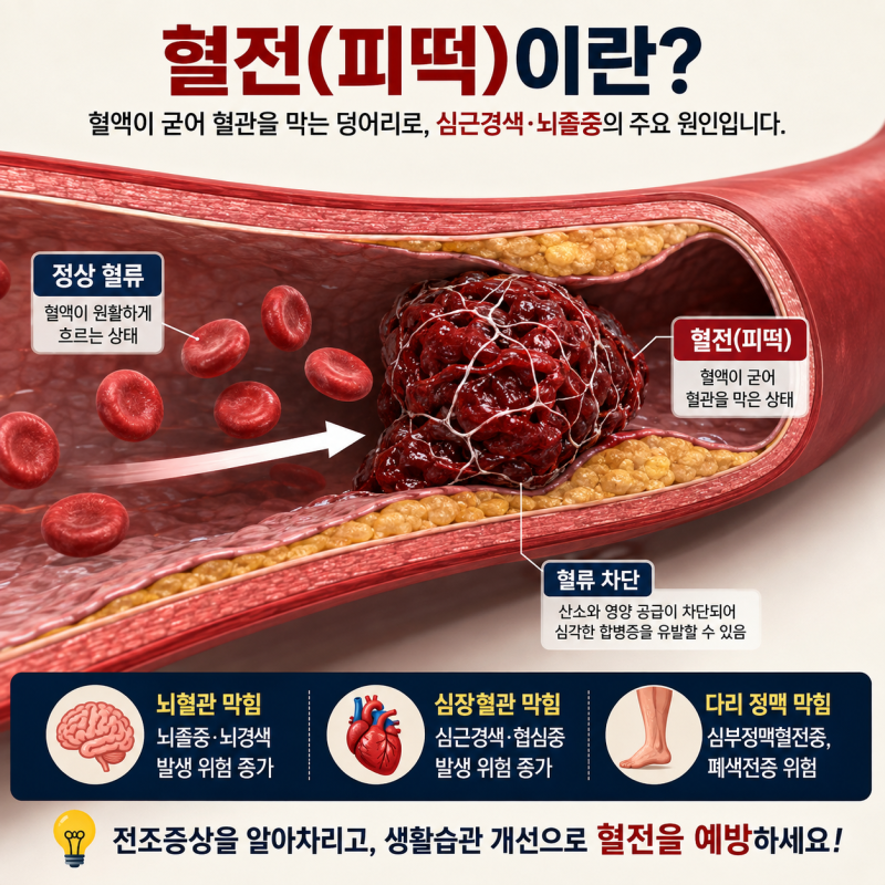 혈전 생기면 몸이 보내는 신호는? 뇌졸중·심근경색 전조증상 및 예방법