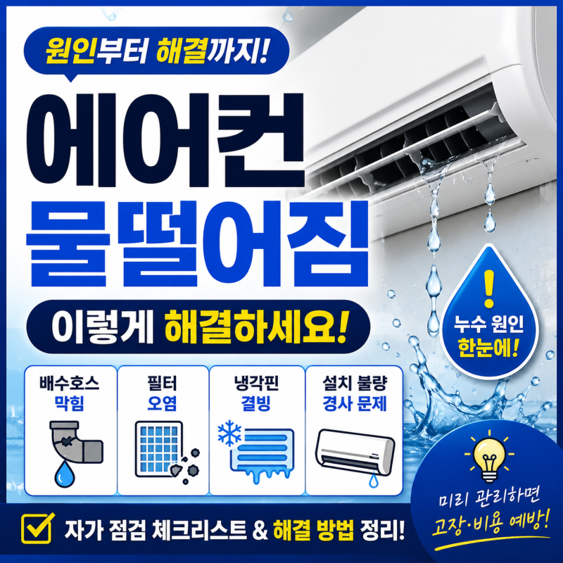 에어컨 물떨어짐 원인은? 실내기 누수부터 배수호스 해결방법까지 정리