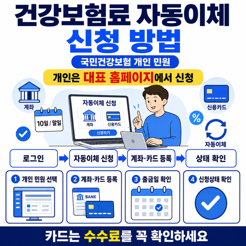 건강보험료 자동이체 신청 방법 (2026) | 계좌·카드 등록 순서