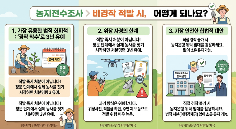 농지전수조사. 실제 경작하고 있지 않다면?