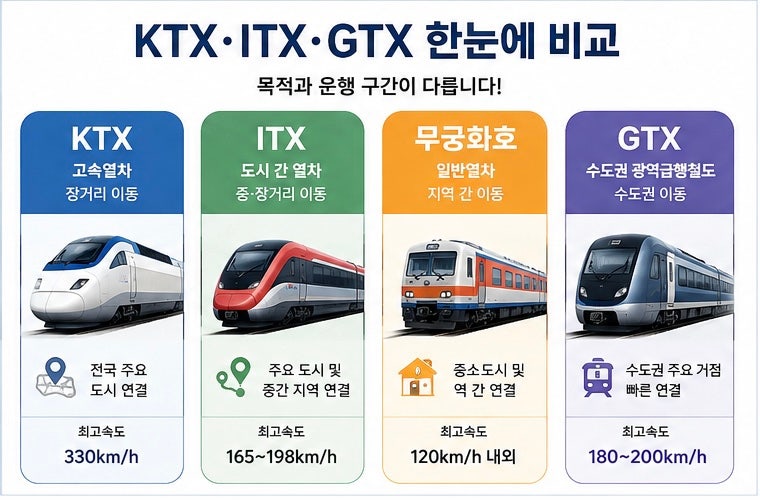 KTX·ITX·GTX 뭐가 다를까? 출장 다니며 헷갈렸던 기차 종류 총정리