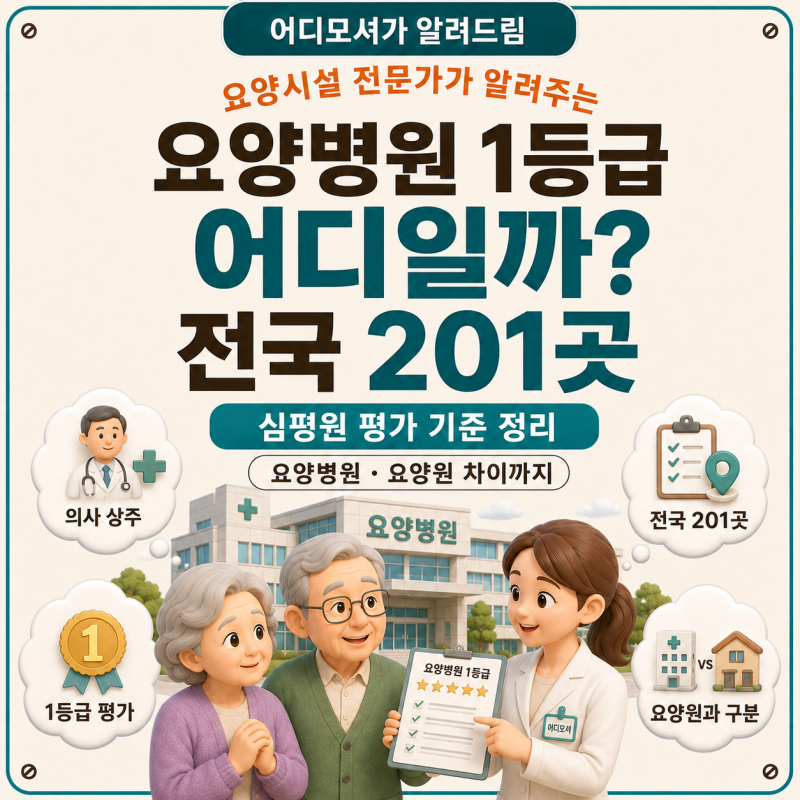 [어디모셔] 요양병원 1등급, 어디일까? — 전국 201곳 명단 (+ 요양원과 헷갈리지 않는 법)
