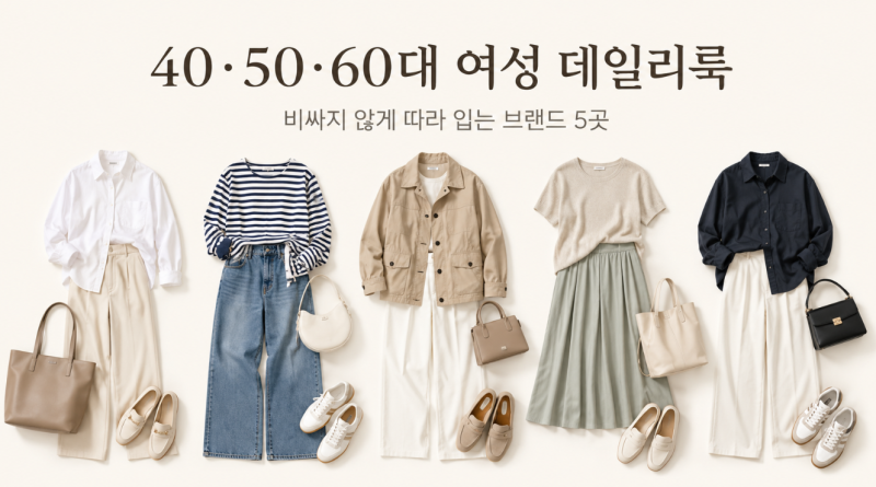 40대,50대,60대 여성 연예인 데일리룩｜비싸지 않게 따라 입는 브랜드 5곳