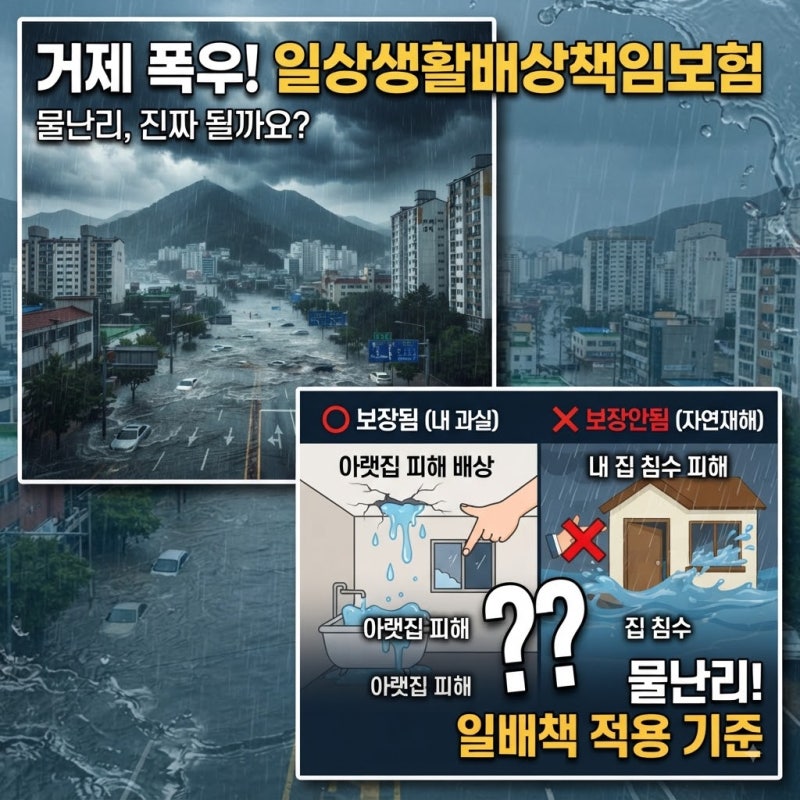 물난리 났을 때 "일상생활배상책임보험"으로 처리된다던데… 진짜 될까요? (거제 폭우로 알....