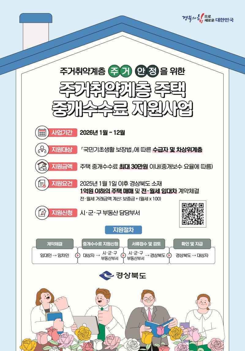 영덕군 주거취약계층 주택 중개보수 지원사업｜최대 30만 원 지원