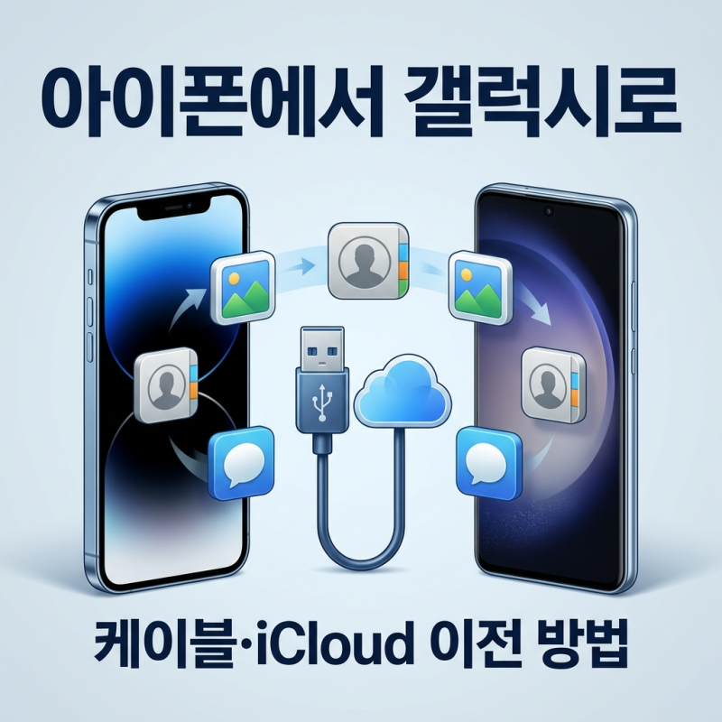 아이폰에서 갤럭시로 데이터 옮기기, Smart Switch 케이블과 iCloud 이전 방법