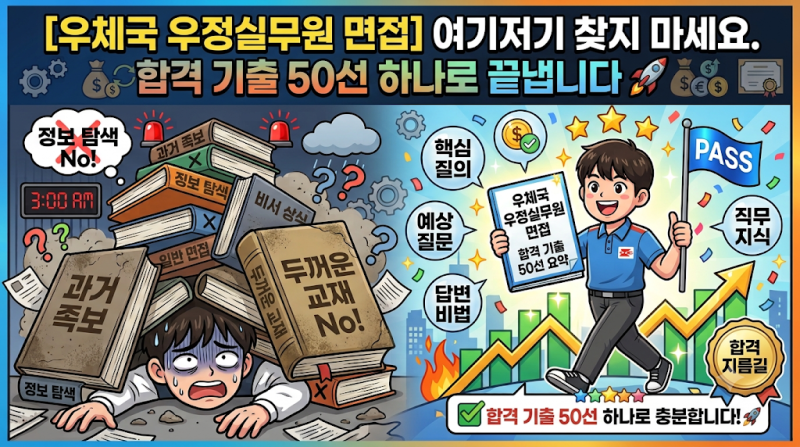 [우체국 우정실무원 면접] 여기저기 찾지 마세요. 합격 기출 50선 하나로 끝냅니다