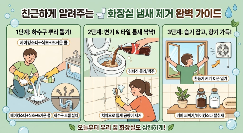 화장실에서 나는 냄새 제거 꿀팁!