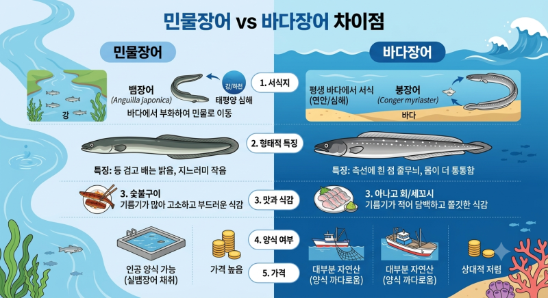 민물장어와 바다장어 차이점, 종류별 특징 알아보기
