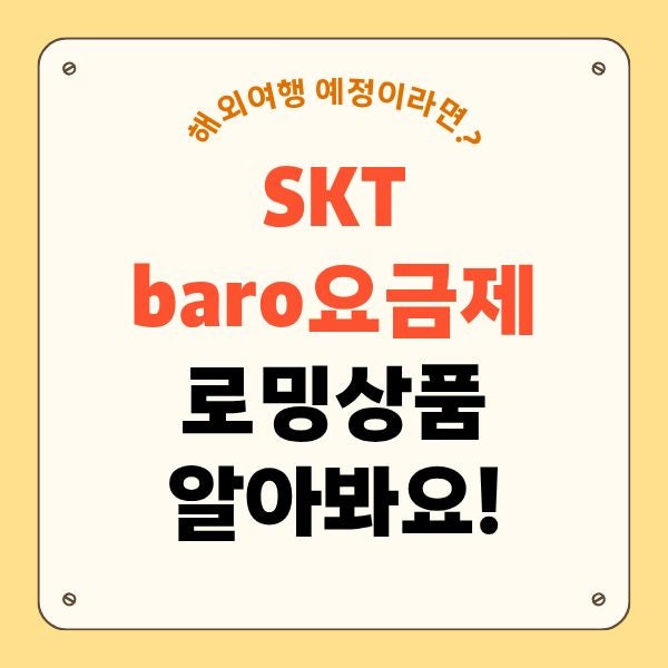 SKT 로밍 baro요금제 4박5일 데이터 사용량 가족 공유까지