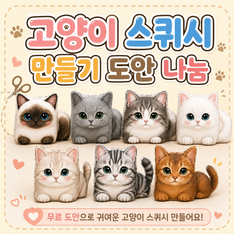종이 스퀴시 도안 무료 공유｜귀염뽀짝 고양이
