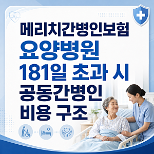 메리츠간병인보험 요양병원  181일 초과 시 공동간병인 비용 구조