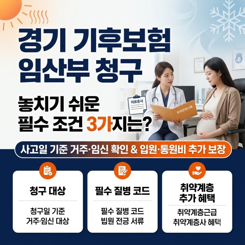 경기 기후보험 임산부 청구 조건 안 맞으면 못 받아요 청구 전 확인할 것
