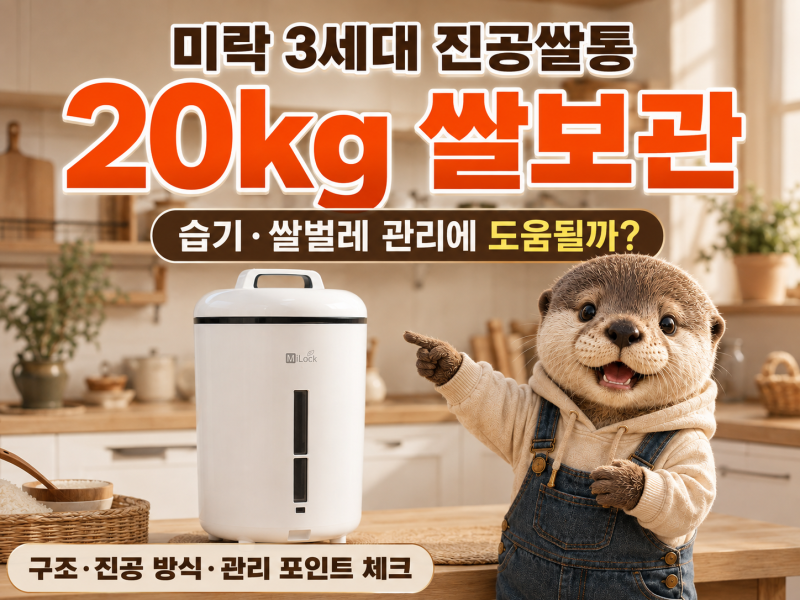 미락 3세대 진공쌀통 20kg, 쌀벌레·습기 걱정 줄일 수 있을까?