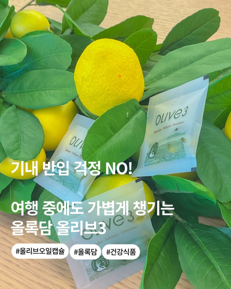 기내 반입 걱정 없는 여행 꿀템, 올록담 올리브3 올리브오일 캡슐 효능 총정리