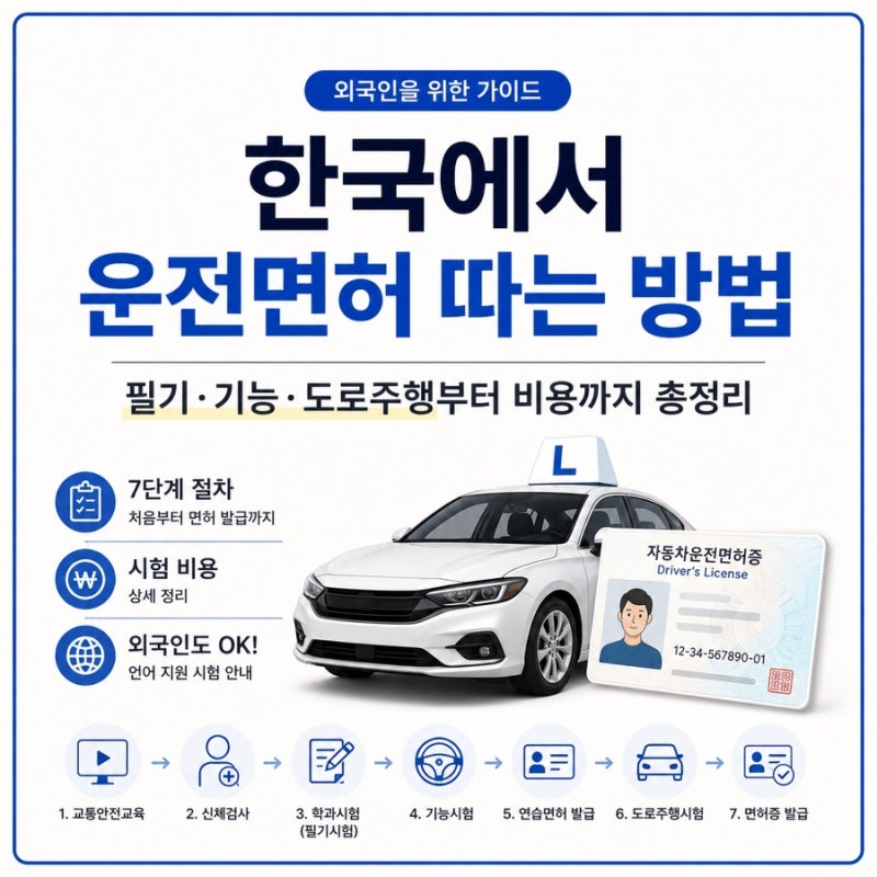 외국인이 한국에서 운전면허 따는 방법｜필기·기능·도로주행부터 비용까지 총정리