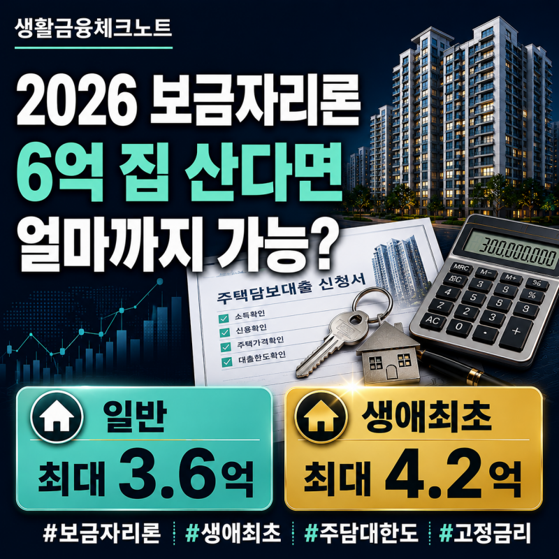 2026 보금자리론 조건 8월 기준, 연봉 7천이면 6억 집 얼마까지 가능할까?