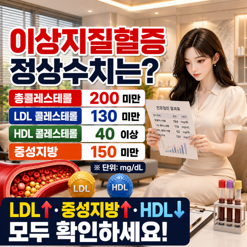 이상지질혈증, 콜레스테롤만 높으면 해당될까? 증상,원인, 정상수치 총정리
