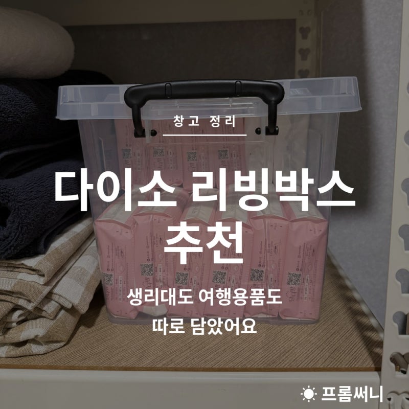 다이소 리빙박스 추천 투명 수납함에 생리대랑 여행용품 담았어요