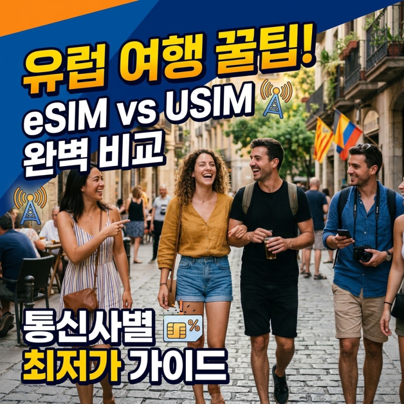 유럽 여행 데이터 끝판왕! eSIM vs 실물 유심(USIM) 완벽 비교 & 최저가 통신사 선택 가이드