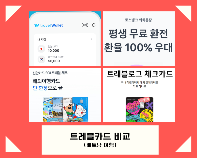 [광고❌]여행 tip3. 베트남 트래블 카드 비교(트래블월렛, 토스, 신한, 하나) 충전,결제,출금,재....