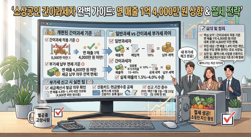 개인사업자 간이과세자 기준 상향 총정리! 세금 절감 혜택과 부가가치세 신고 팁