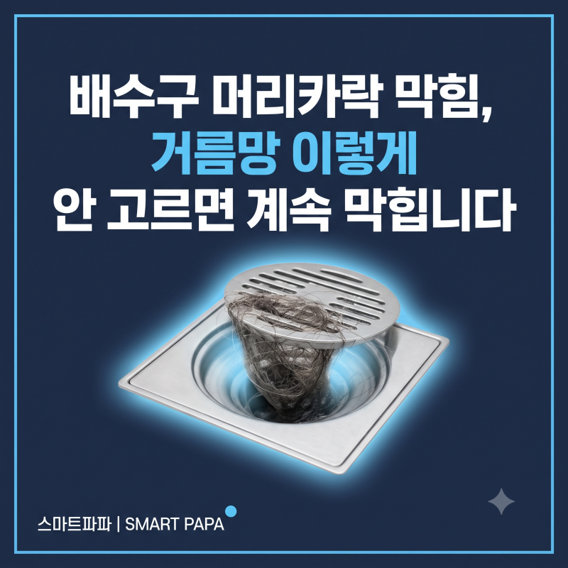배수구 머리카락 막힘, 거름망 이렇게 안 고르면 계속 막힙니다