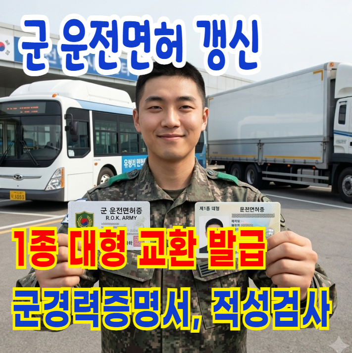 [2026] 군 운전면허 갱신 및 1종 대형 교환발급 절차(사회면허 전환·군경력증명서·적성검사)