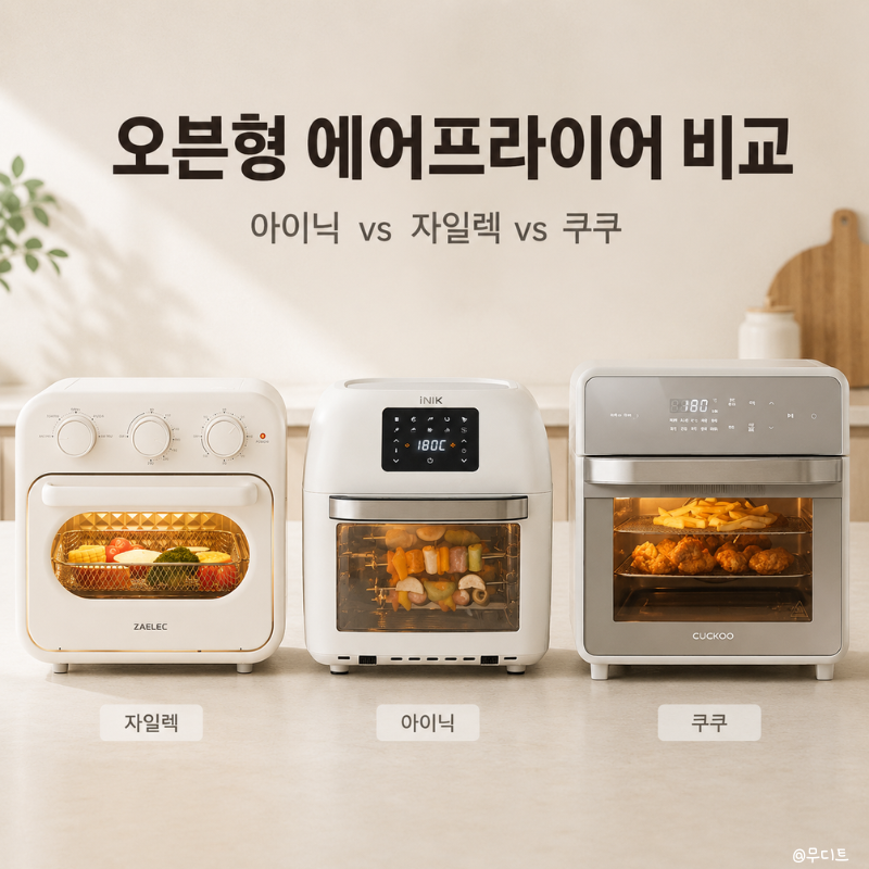 대용량 오븐형 에어프라이어 뭐가 좋을까? 아이닉 16L 자일렉 18L 쿠쿠 15L 가격 기능 비교