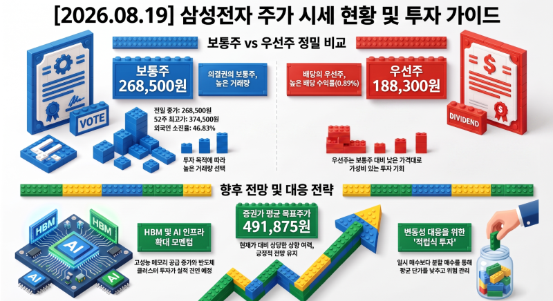 오늘의 삼성전자 주가 시세 "전일 268,500원 형성" 개장 전 주가 전망 및 우선주 비교