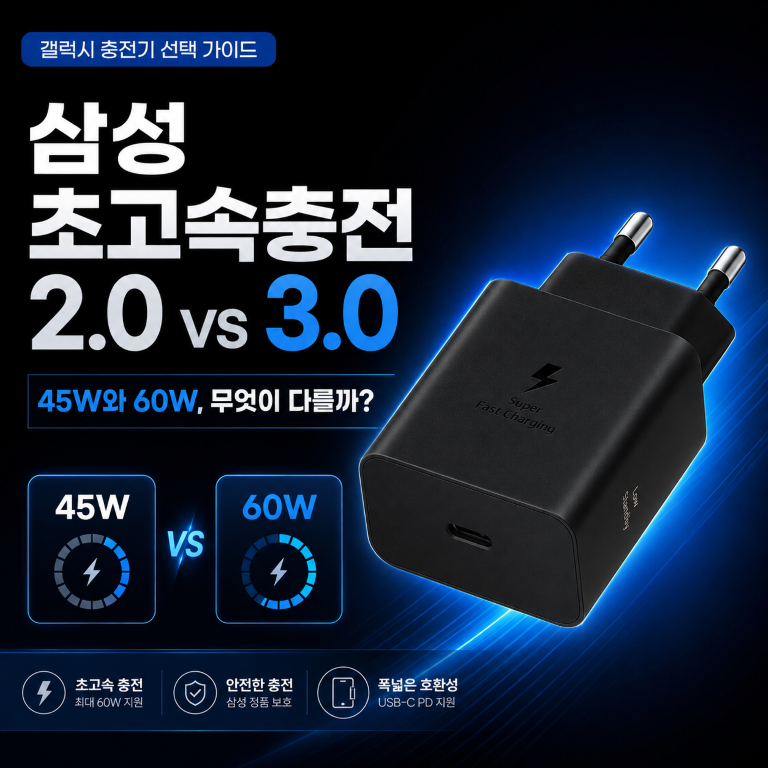 삼성 초고속충전 2.0 3.0 차이, 갤럭시 45W 60W 충전기 어떤 걸 사야 할까?