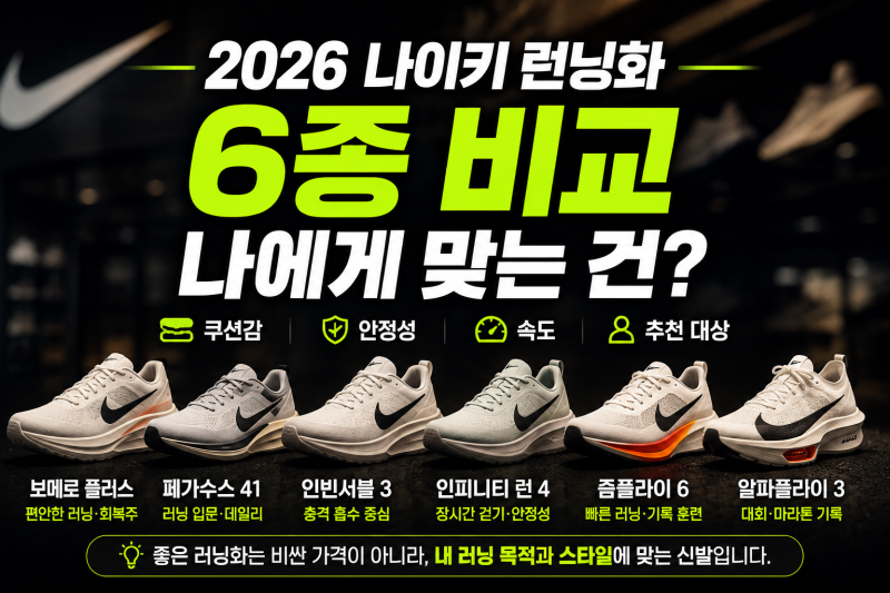 나이키 런닝화 6종 비교｜보메로 플러스부터 알파플라이 3까지 쉽게 정리
