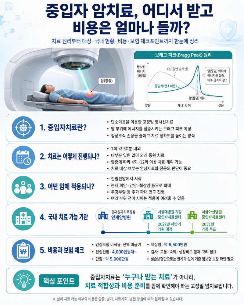 중입자 암치료, 어디서 받고 비용은 얼마나 들까?치료 원리부터 대상·비용·보험 준비까지 ....