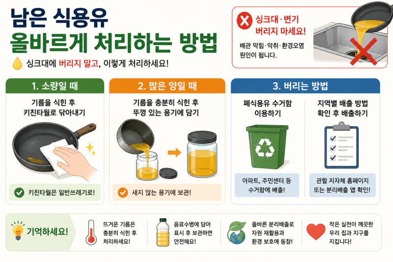 남은 식용유 올바르게 처리하는 방법