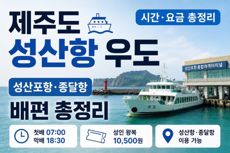 제주도 성산항 우도 배 시간·요금, 성산포항·종달항 배편 총정리