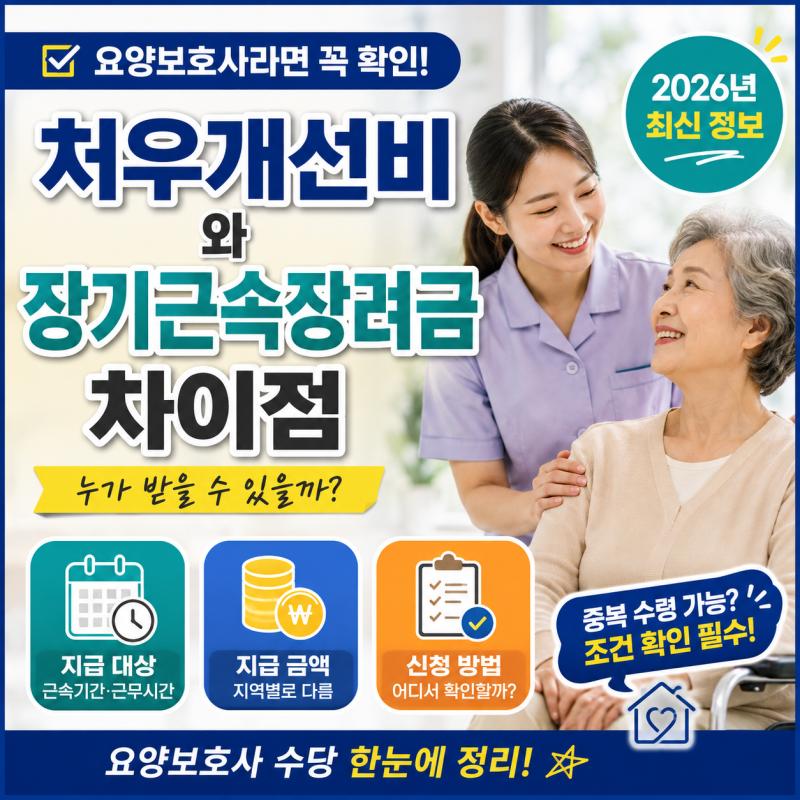 요양보호사라면 꼭 확인! 처우개선비와 장기근속장려금 차이점