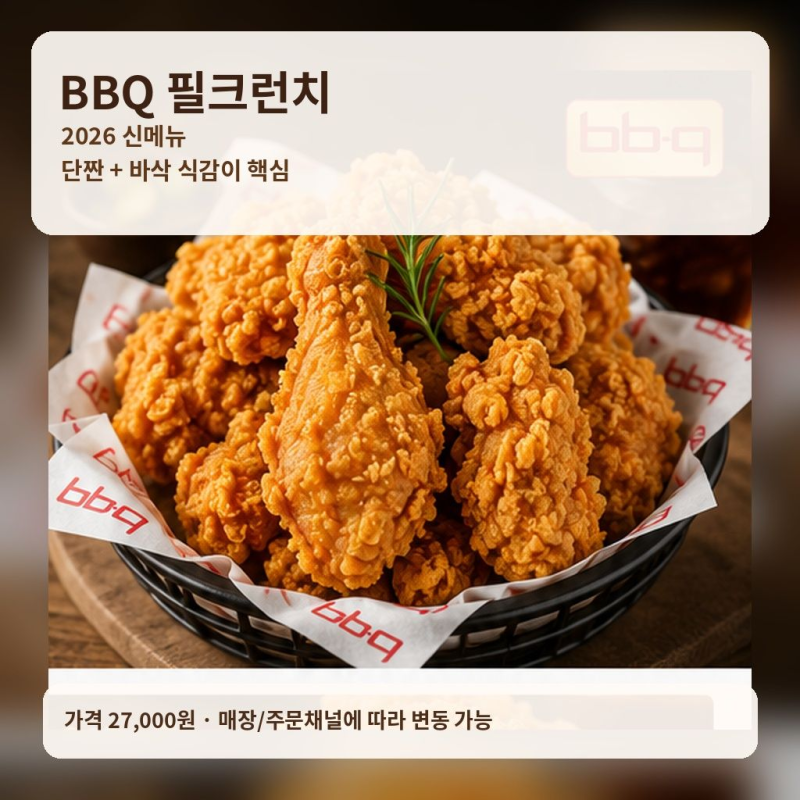 BBQ 필크런치 신메뉴 가격 27,000원! 필릭스 협업 단짠 바삭 치킨 총정리