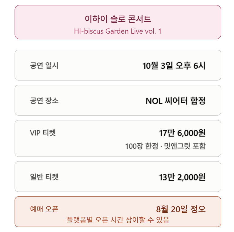 이하이 솔로 콘서트 티켓팅 예매 LEEHI SOLO CONCERT