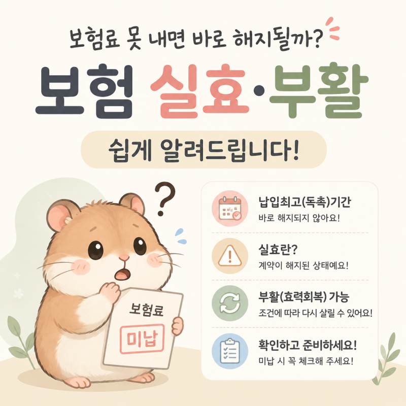 보험료 못 내면 바로 해지될까? 보험 실효 부활 쉽게 알려드립니다.