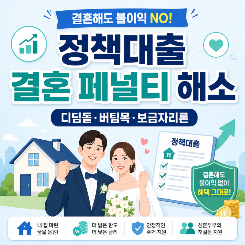 2026 정책대출 결혼 페널티 해소｜디딤돌·버팀목·보금자리론 소득기준 어떻게 바뀌나?