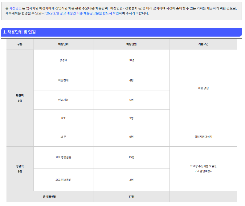 신용보증기금 2026년 하반기 채용 사전공고 떴습니다
